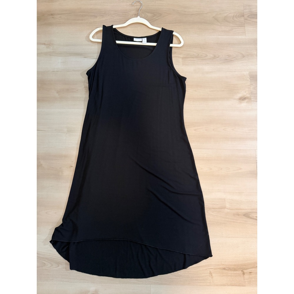 Chico's Tank Dress Black Large Women Sleeveless High Low Hem Casual